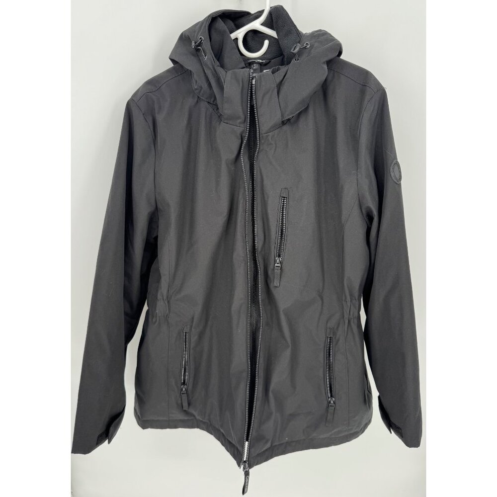 Calvin Klein Womens Black 3-in-1 Hooded Jacket With Zippered Pockets